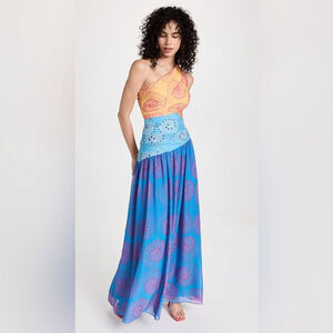 STAUD Ashlyn One Shoulder Chiffon Maxi Dress